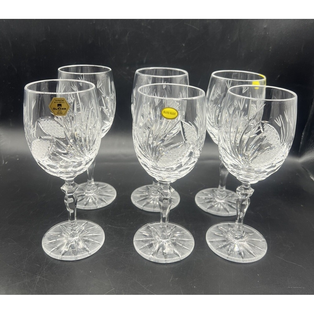Vintage OLENKA TARNOW Crystal Glass Cocktail/Wine Goblet Glasses Set of 6